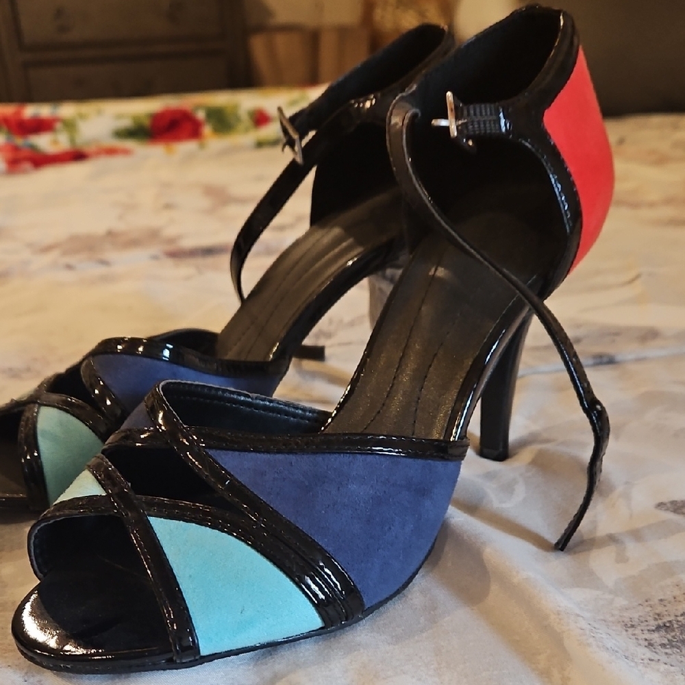 Avon Red and Blue Heels Elegant Dance Shoes